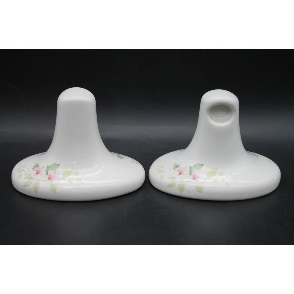 Vintage Ceramic Bathroom Fixtures Set of 3 Floral Toilet Paper Holders Soap Dish